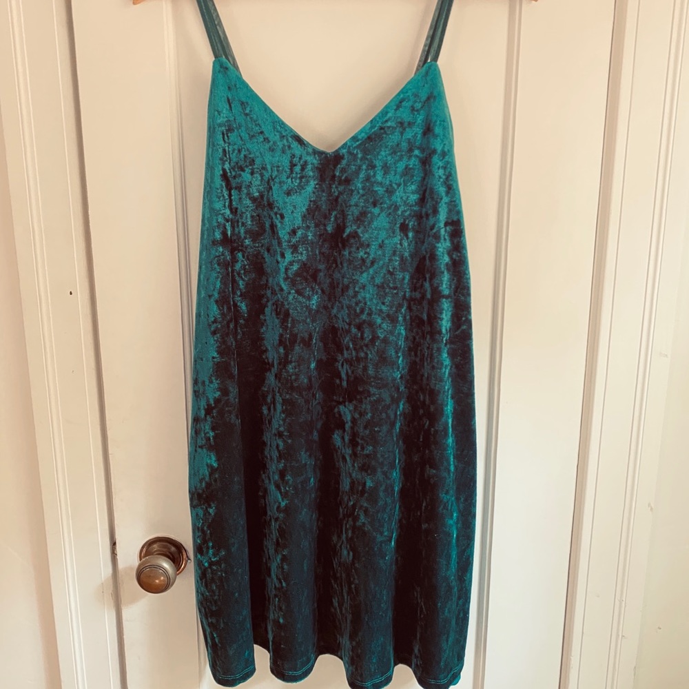 Emerald Green Velvet Mini Dress